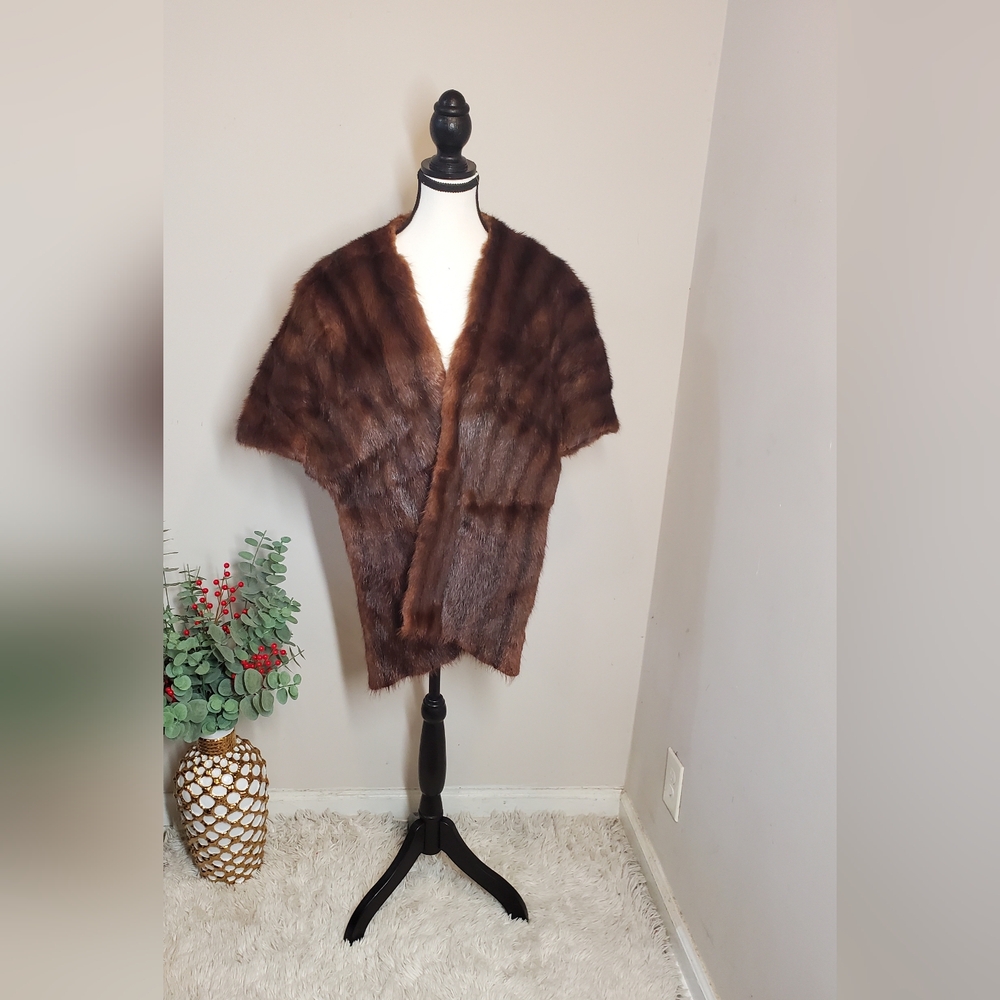 Vintage Original Gimbel Brothers 1930s Genuine Mink Fur Stole Shawl Broun One Sz - Picture 7 of 13